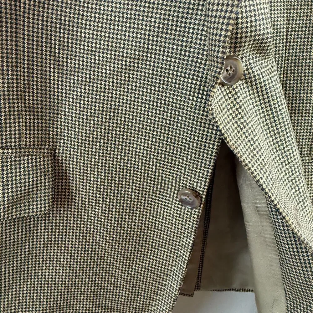 Brooks Brothers Blazer Suit Jacket Men 42 SHORT Brown Plaid Silk Wool Office